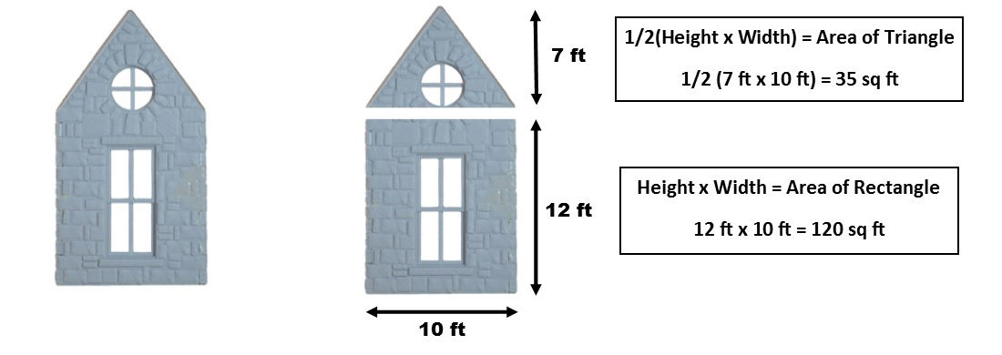How to calculate area of a wall with peaked roof.